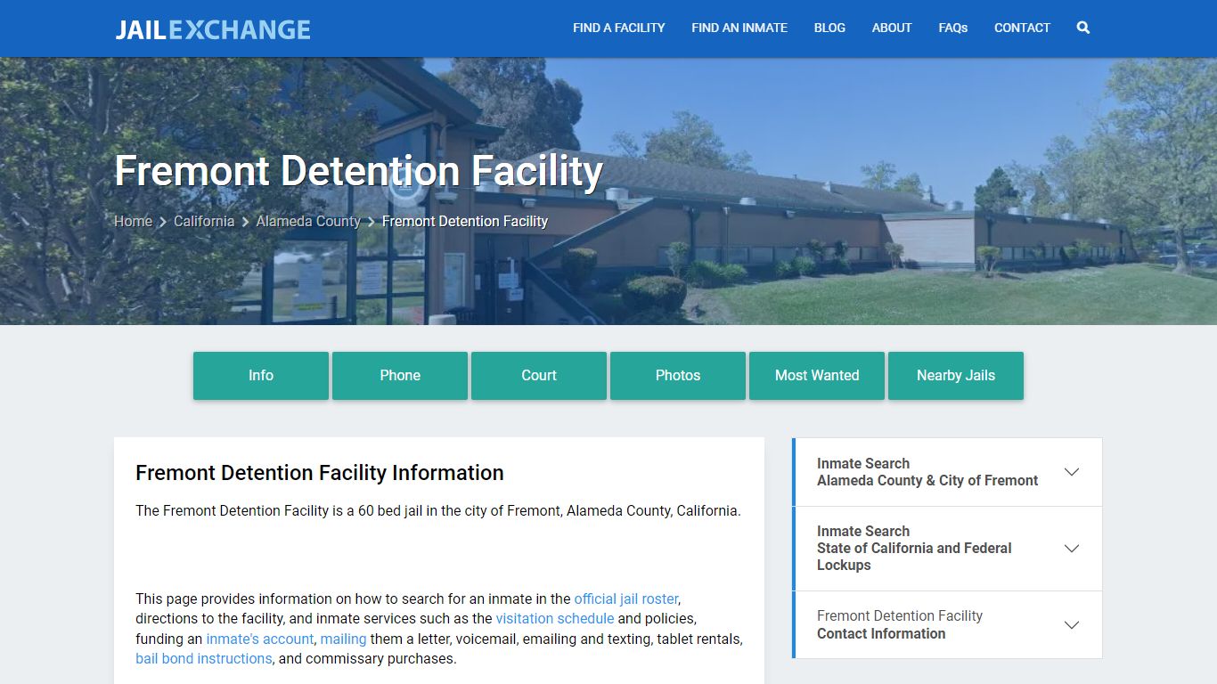 Fremont Detention Facility, CA Inmate Search, Information - Jail Exchange